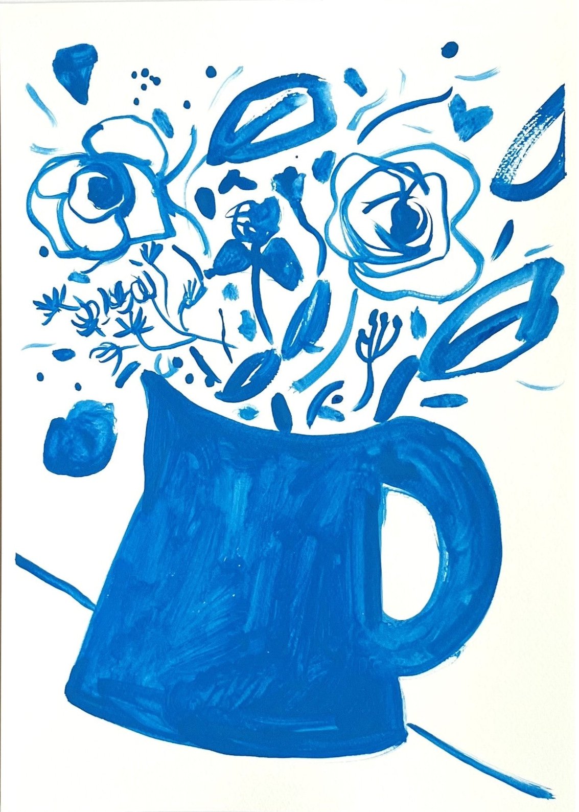 Cerulean blue roses 2 - 42cm x 30cm. Unframed