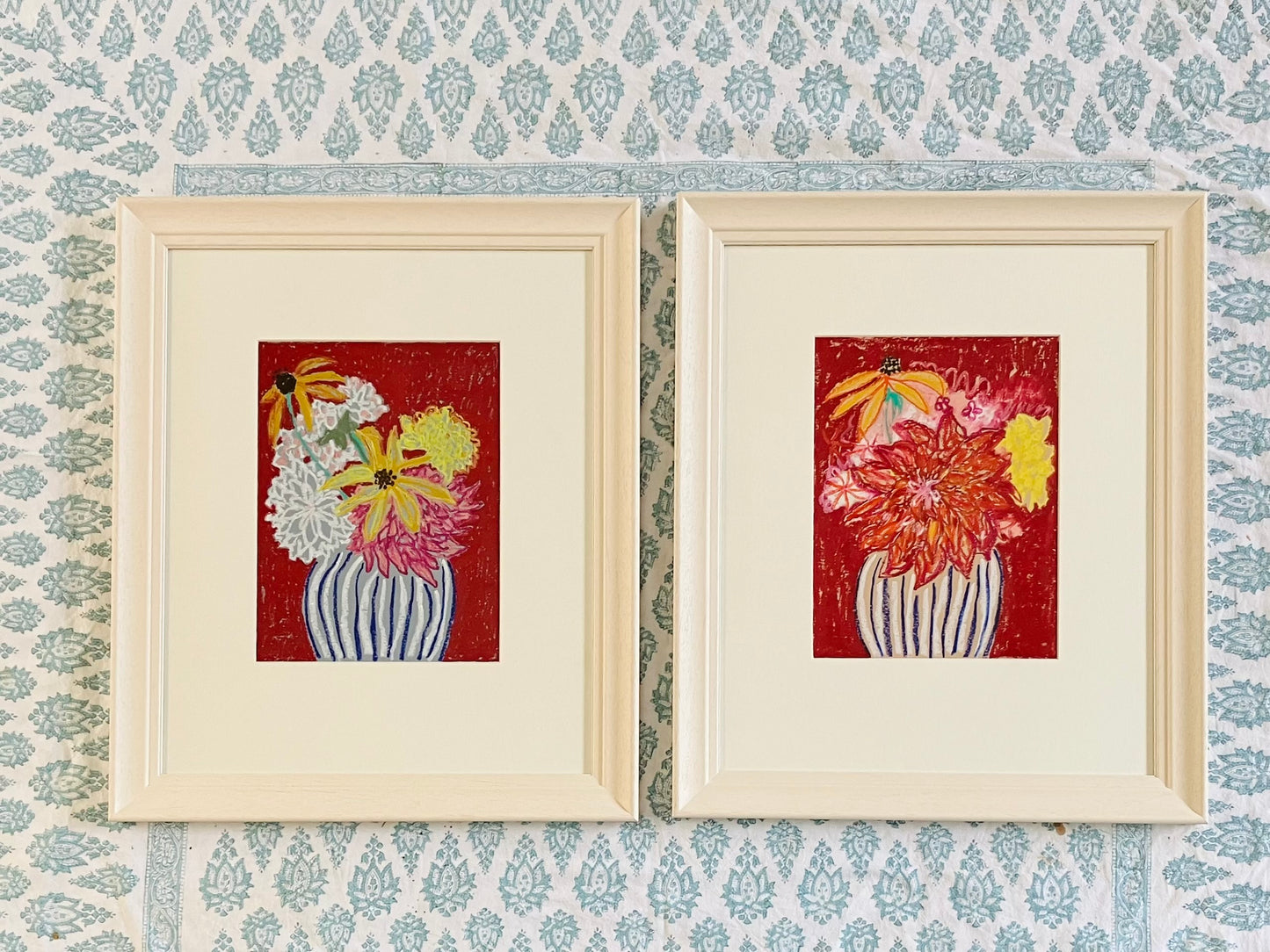 Dahlias Deep Red II - Framed 59cm x 49cm