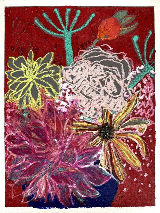 Dahlias Deep Red IV - 30cm x 23cm