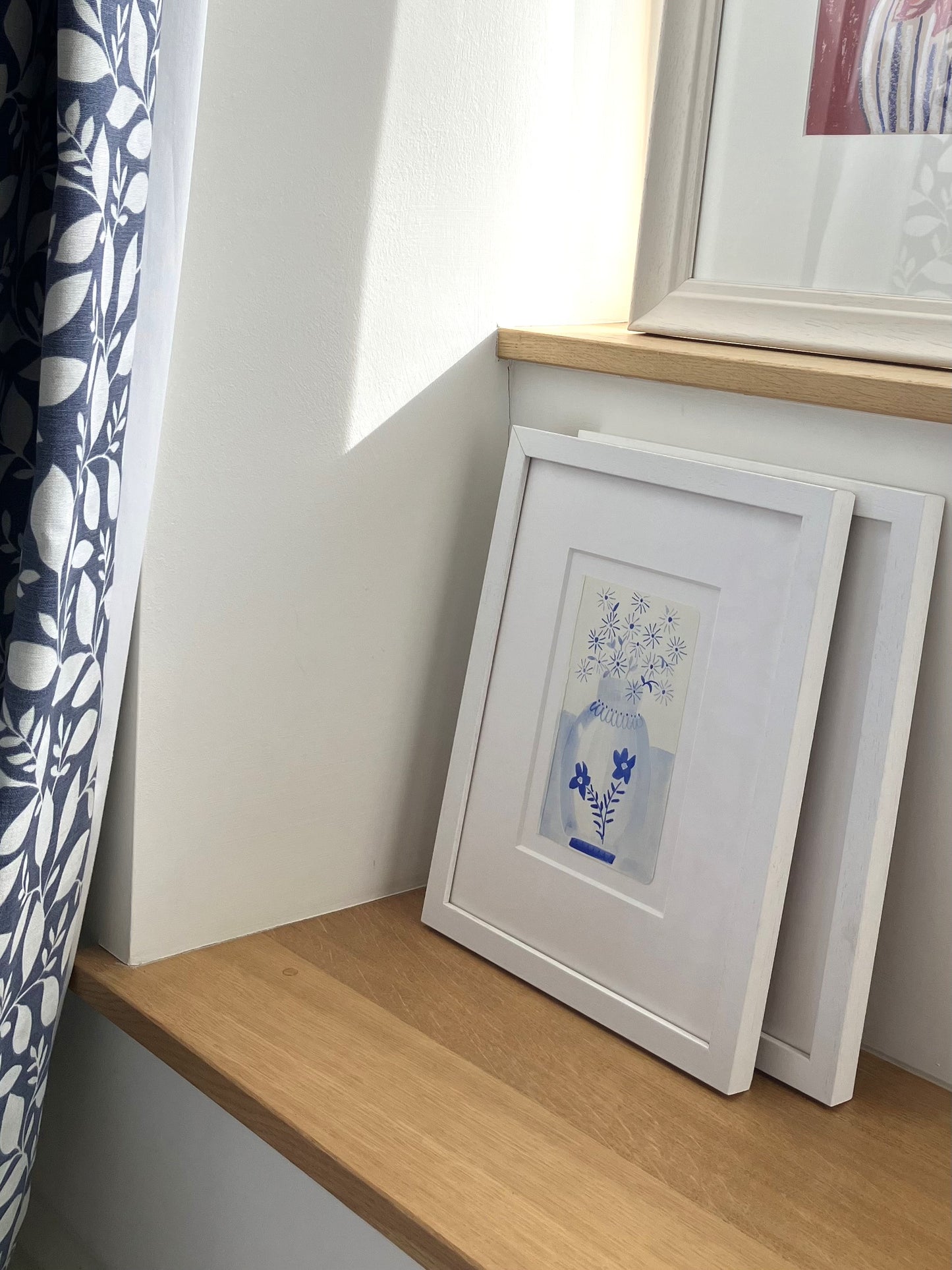 Daisies in French Ultramarine Blue - Framed 37cm x 30cm