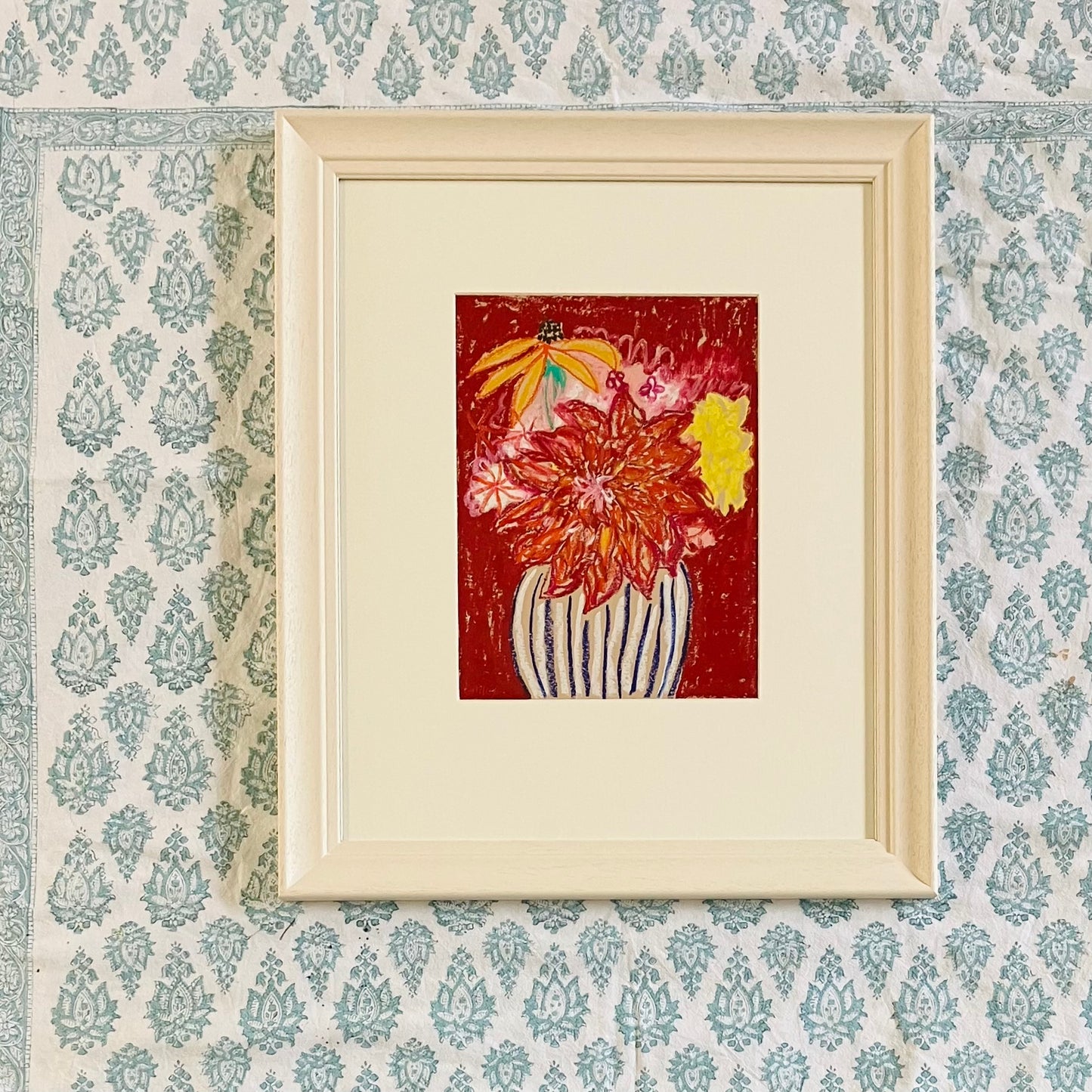 Dahlias Deep Red I - Framed 59cm x 49cm