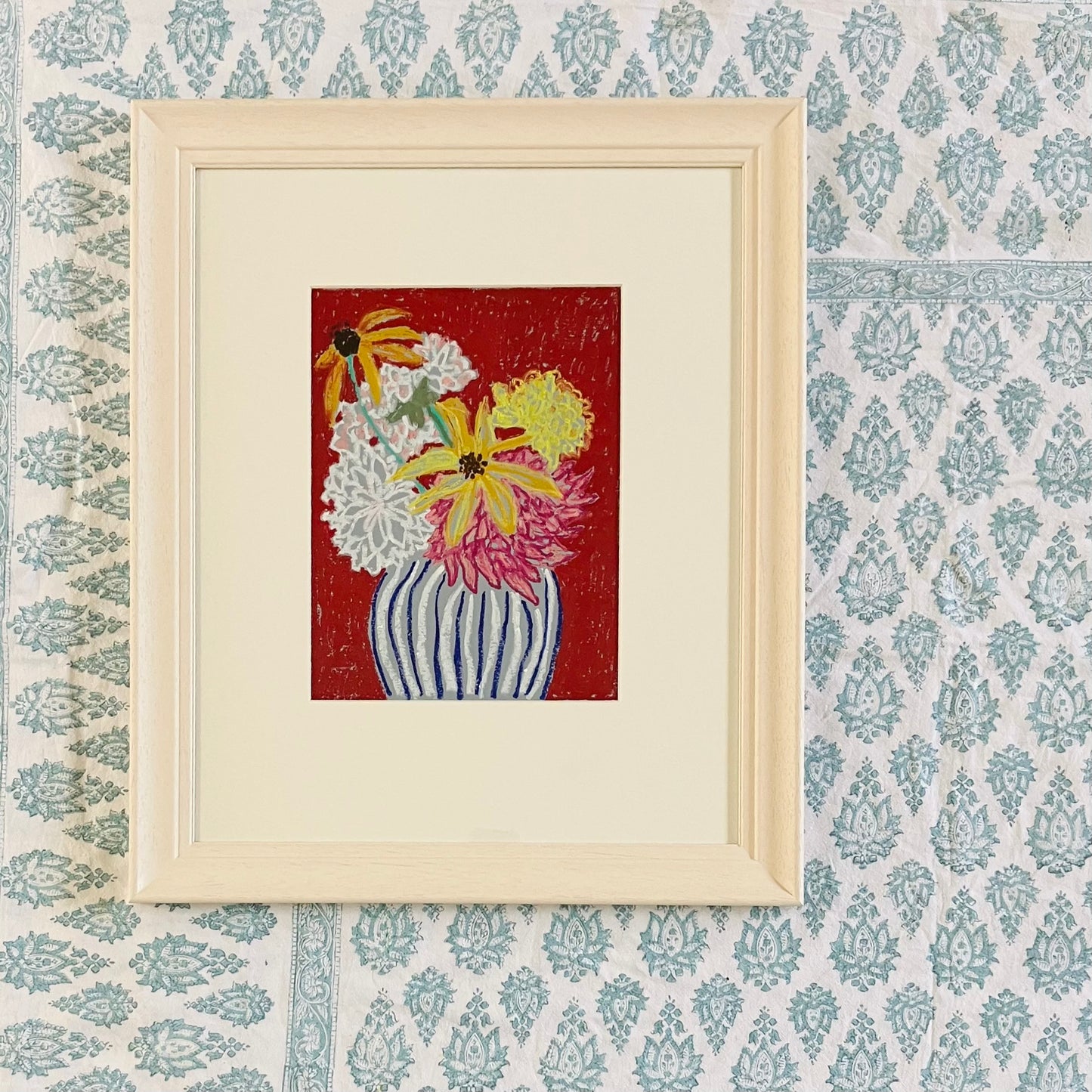 Dahlias Deep Red II - Framed 59cm x 49cm