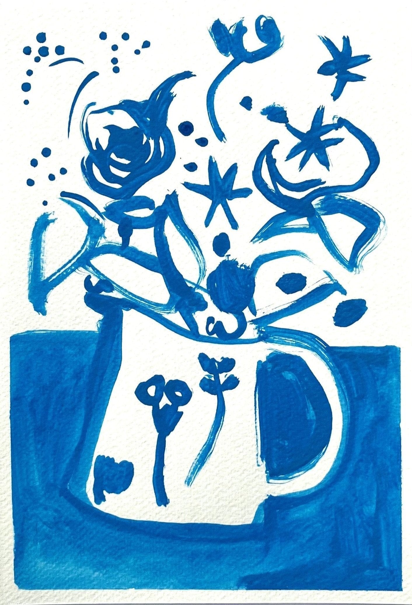 Blue Roses - 25cm x 18cm. Unframed